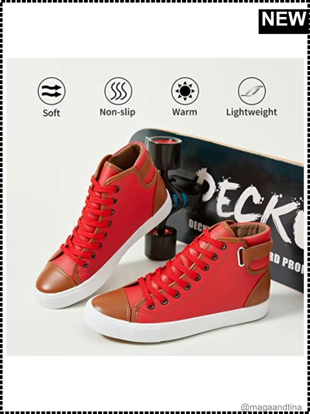 Men's High Top PU Leather Waterproof Sneakers Lace-Up Casual Fashion Shoes